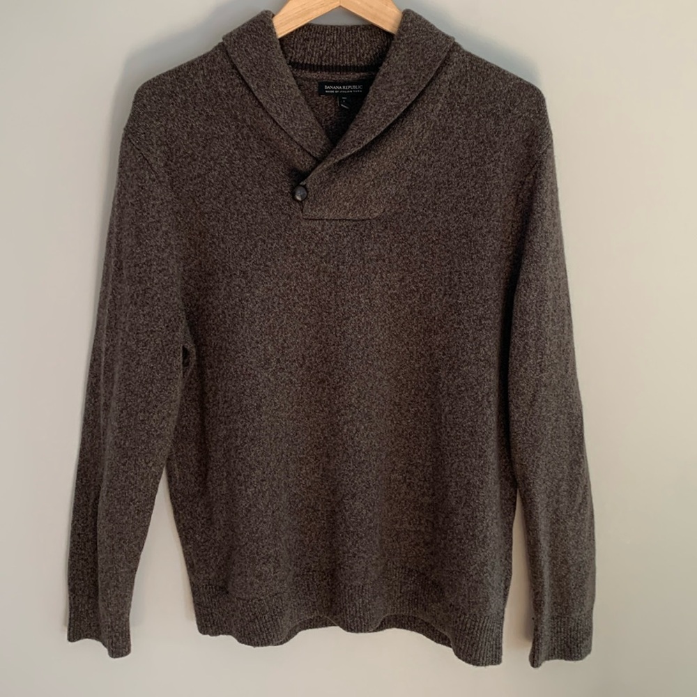 Banana Republic 100% Merino Wool Gifting Popover Sweater Italian Yarn Brown LT